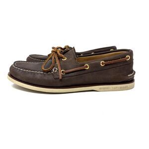 Sperry Gold Cup Leather 2-Eye Boat Shoes Mens 9 Brown Deck Casual Loafers Moc